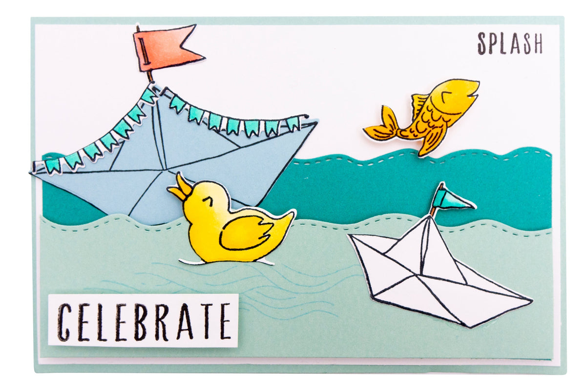 SL Tampon & matrice de découpe Bateaux en papier Essentials 148x210x3mm 1 pièce n°224