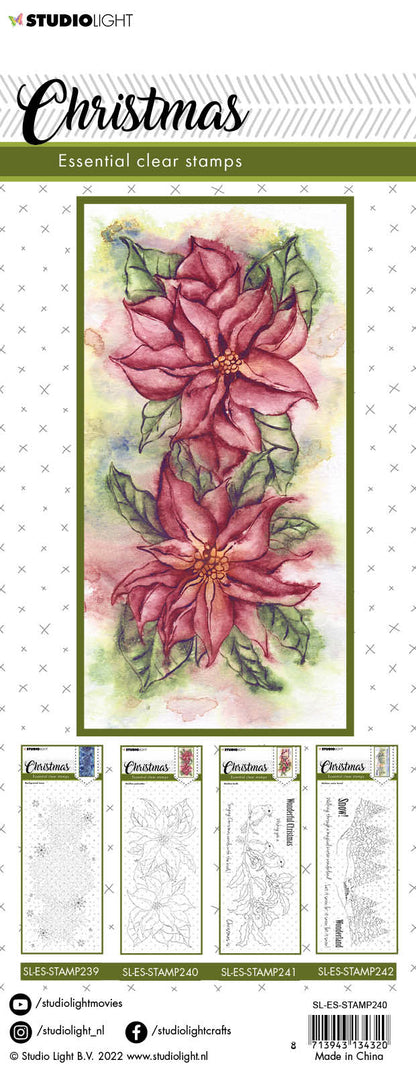 SL Tampon transparent Noël Poinsettia Slimline Essentials 105x210x3mm 1 PC n°240