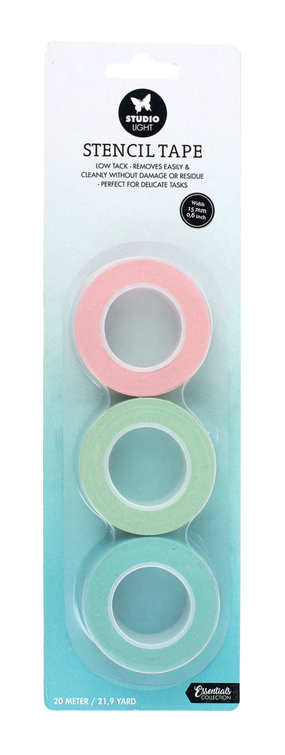 Ruban adhésif de masquage SL Stencil Tape à faible adhérence 15mm de large 3 pièces Outils essentiels 40x40x15mm 20 Mt nr.01