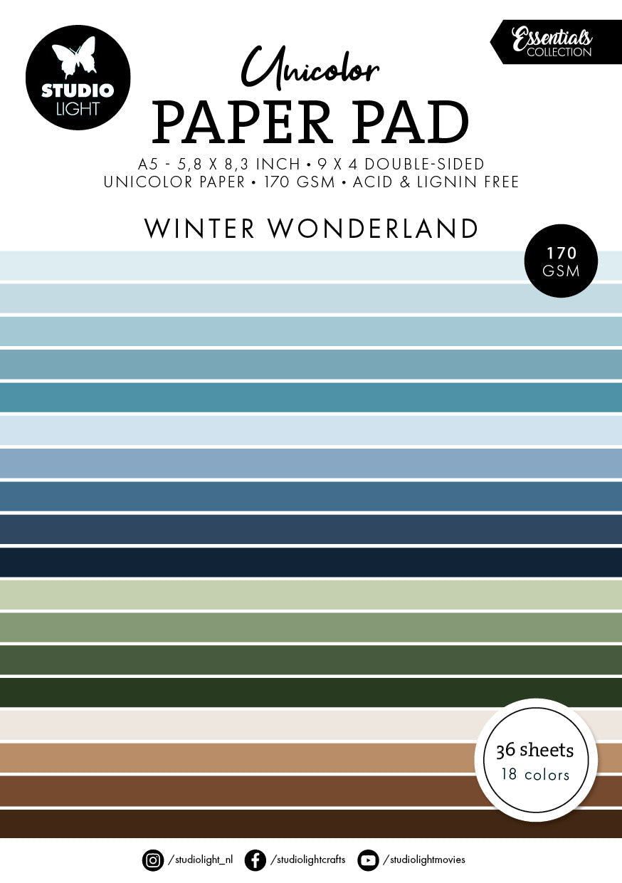 Bloc de papier unicolore SL – L'Essentiel Paysage Hivernal – 36 feuilles