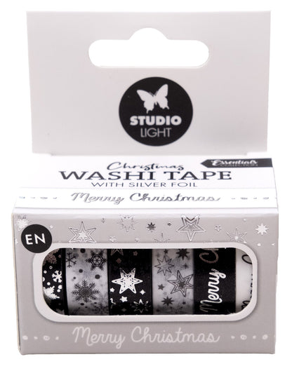SL Ruban Washi Noir/Blanc - Essentiels Argentés 6 pièces