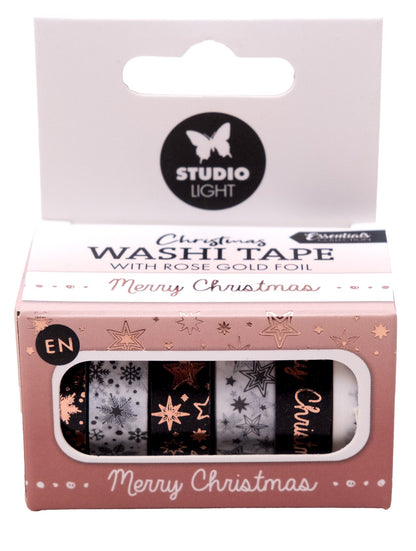 SL Ruban Washi Noir/Blanc - Or Rose Essentiels 6 pièces