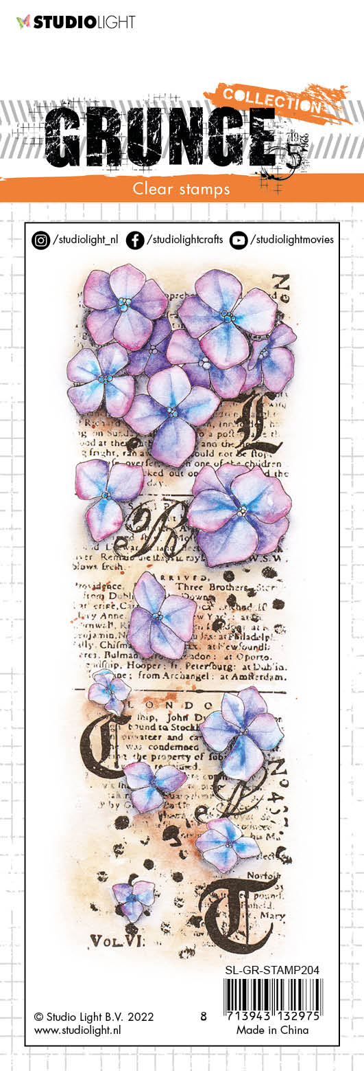 SL Tampon transparent Hortensia Collection Grunge 210x74x3mm 1 pièce n°204