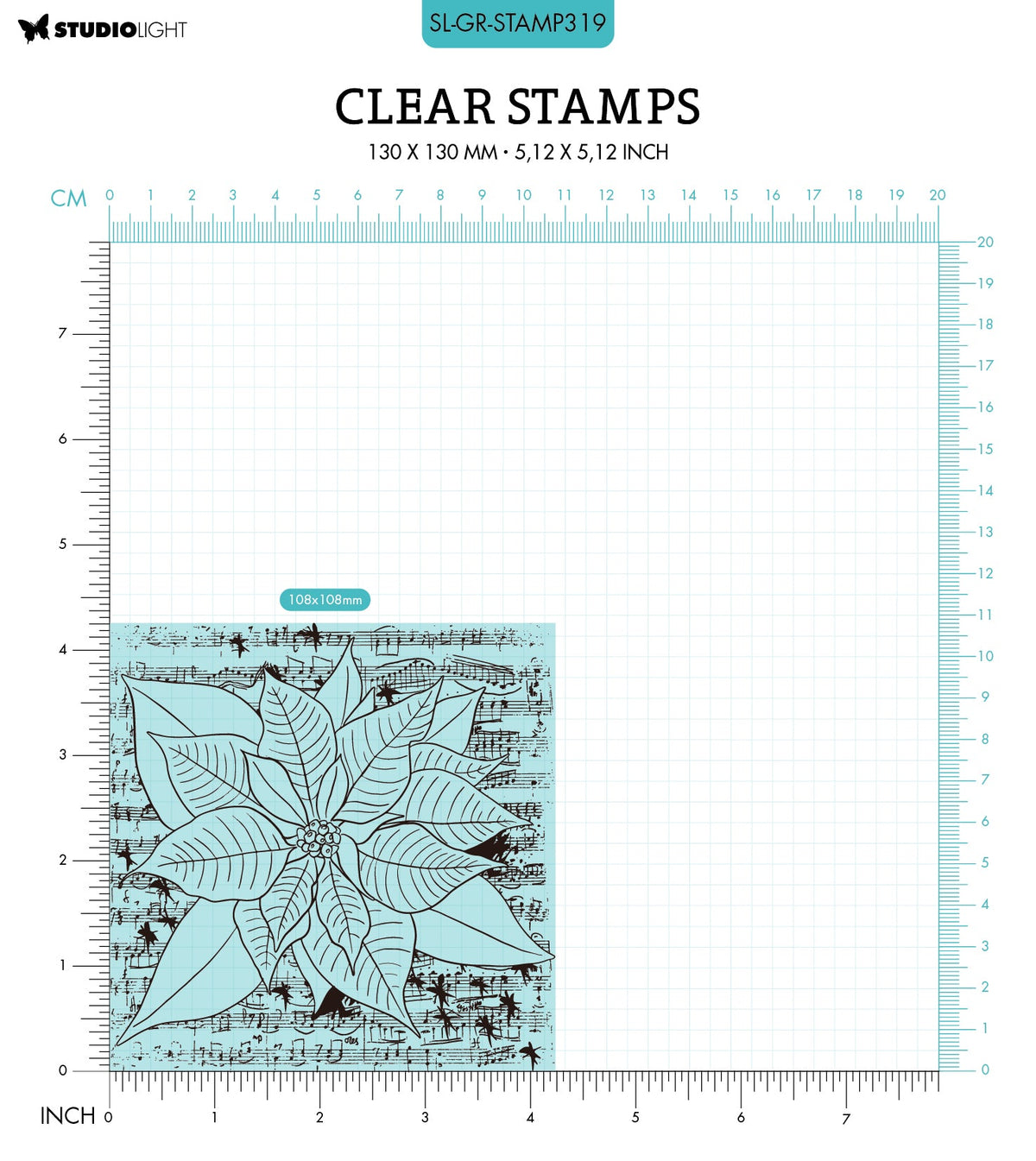 SL Tampon Transparent Poinsettia Grunge Collection 130x130x3mm 1 PC nr.319