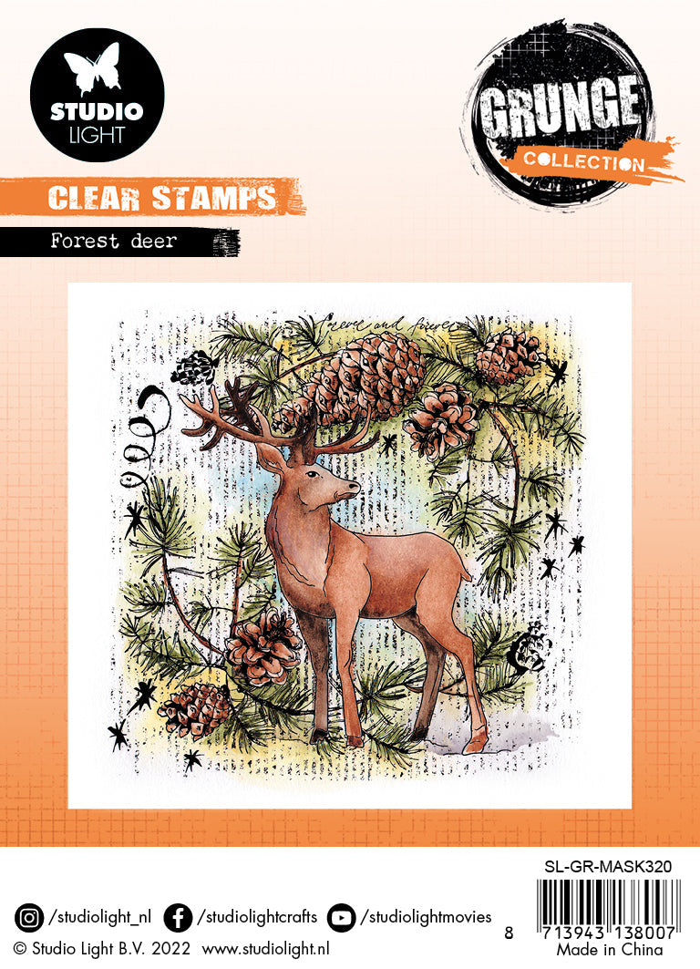 SL Tampon transparent Cerf de la Forêt Collection Grunge 130x130x3mm 1 pc n°320
