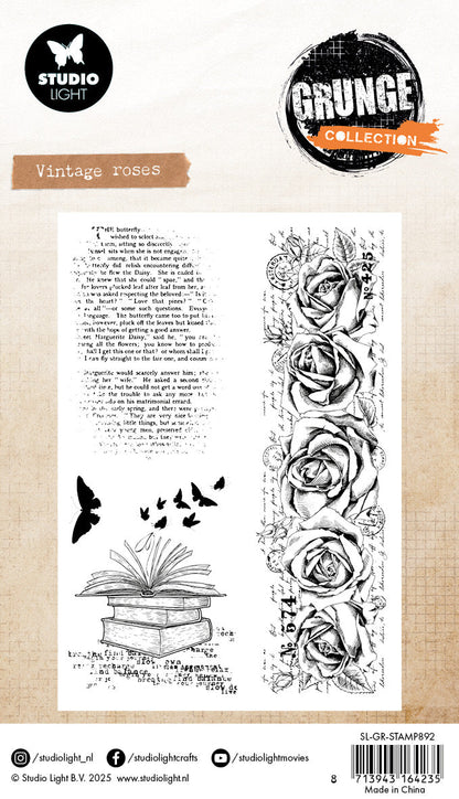 SL Clear Stamp Vintage Roses Grunge Collection 93x136x3mm 4 Pieces