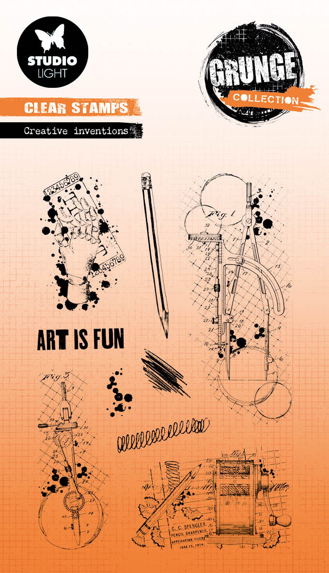 SL Clear Stamps Creative Inventions Collection Grunge 89x132x3mm 9 pièces n°515