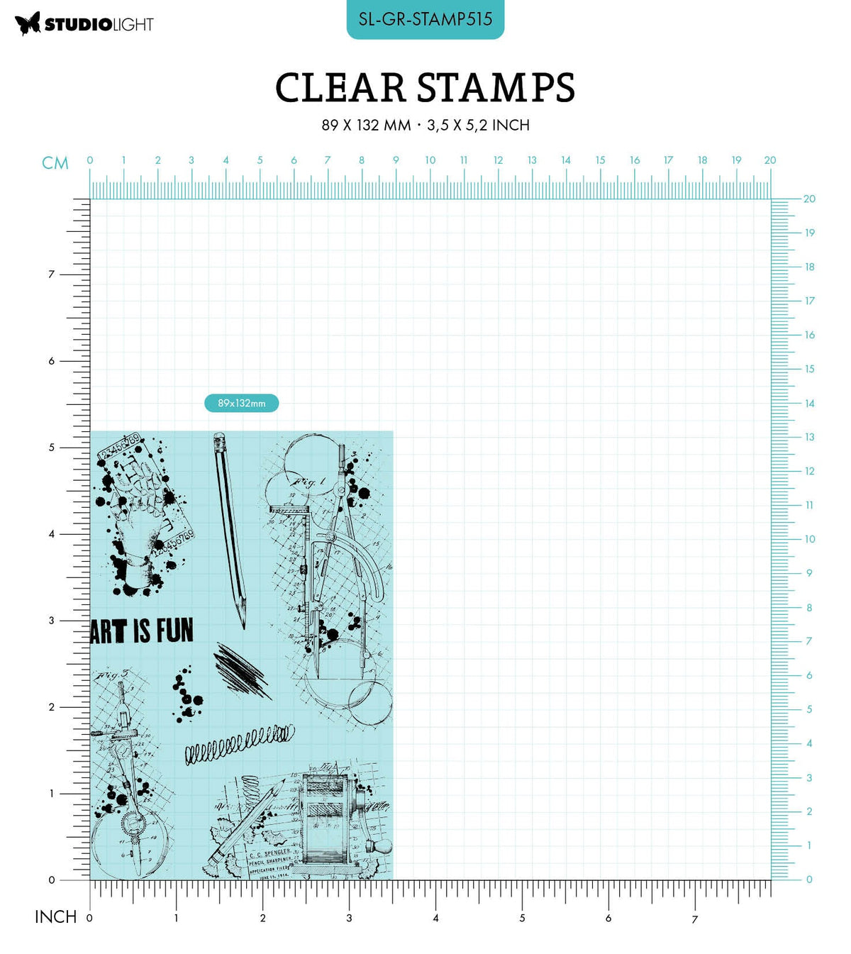 SL Clear Stamps Creative Inventions Collection Grunge 89x132x3mm 9 pièces n°515