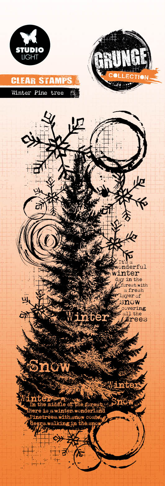 GR Tampon transparent Arbre de Noël d'hiver Collection Grunge 1 pc