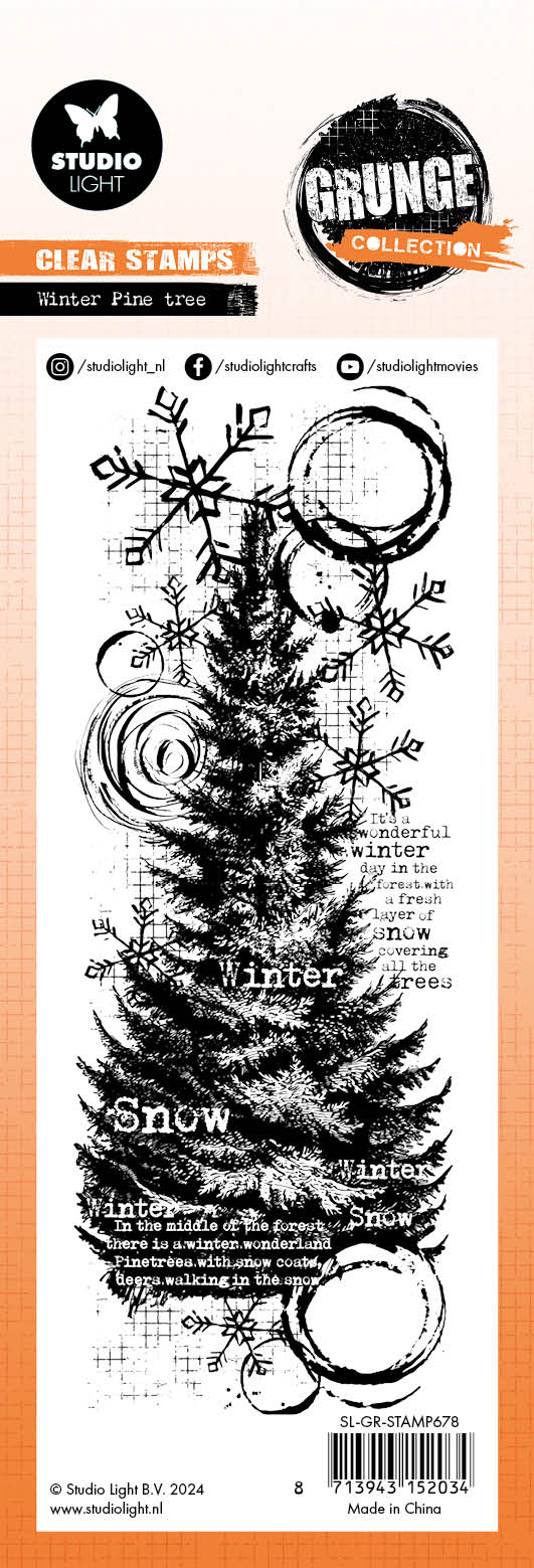 GR Tampon transparent Arbre de Noël d'hiver Collection Grunge 1 pc