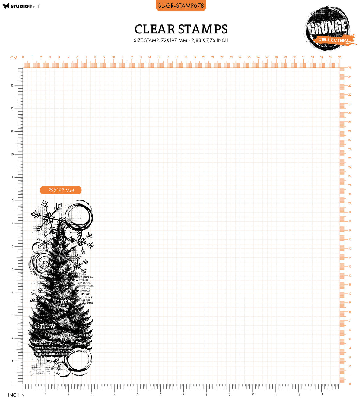 GR Tampon transparent Arbre de Noël d'hiver Collection Grunge 1 pc
