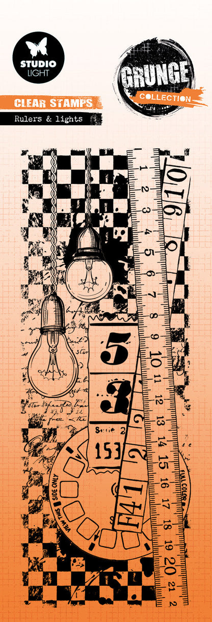 SL Clear Stamp Rulers & Lights Grunge Collection 1 PC