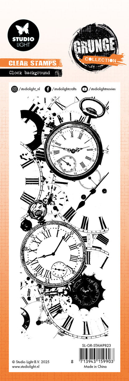 SL Clear Stamp Clock Background Grunge Collection 1 PC