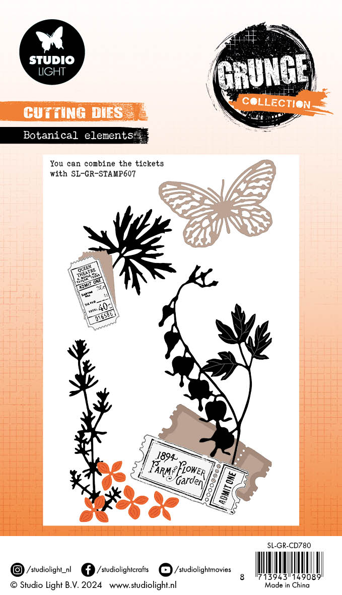 Matrices de coupe SL Collection Grunge Éléments Botaniques 13 pièces