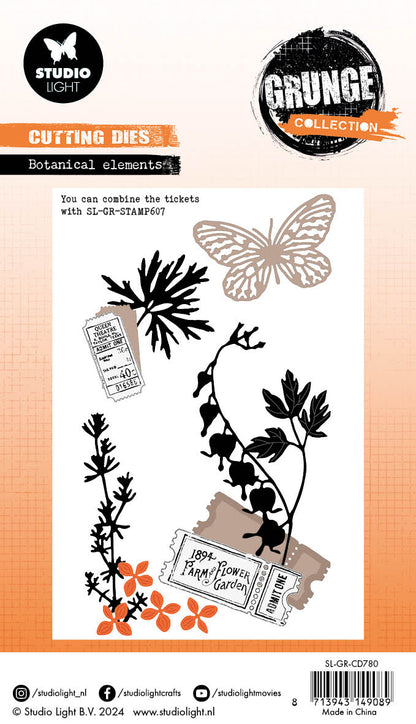 Matrices de coupe SL Collection Grunge Éléments Botaniques 13 pièces