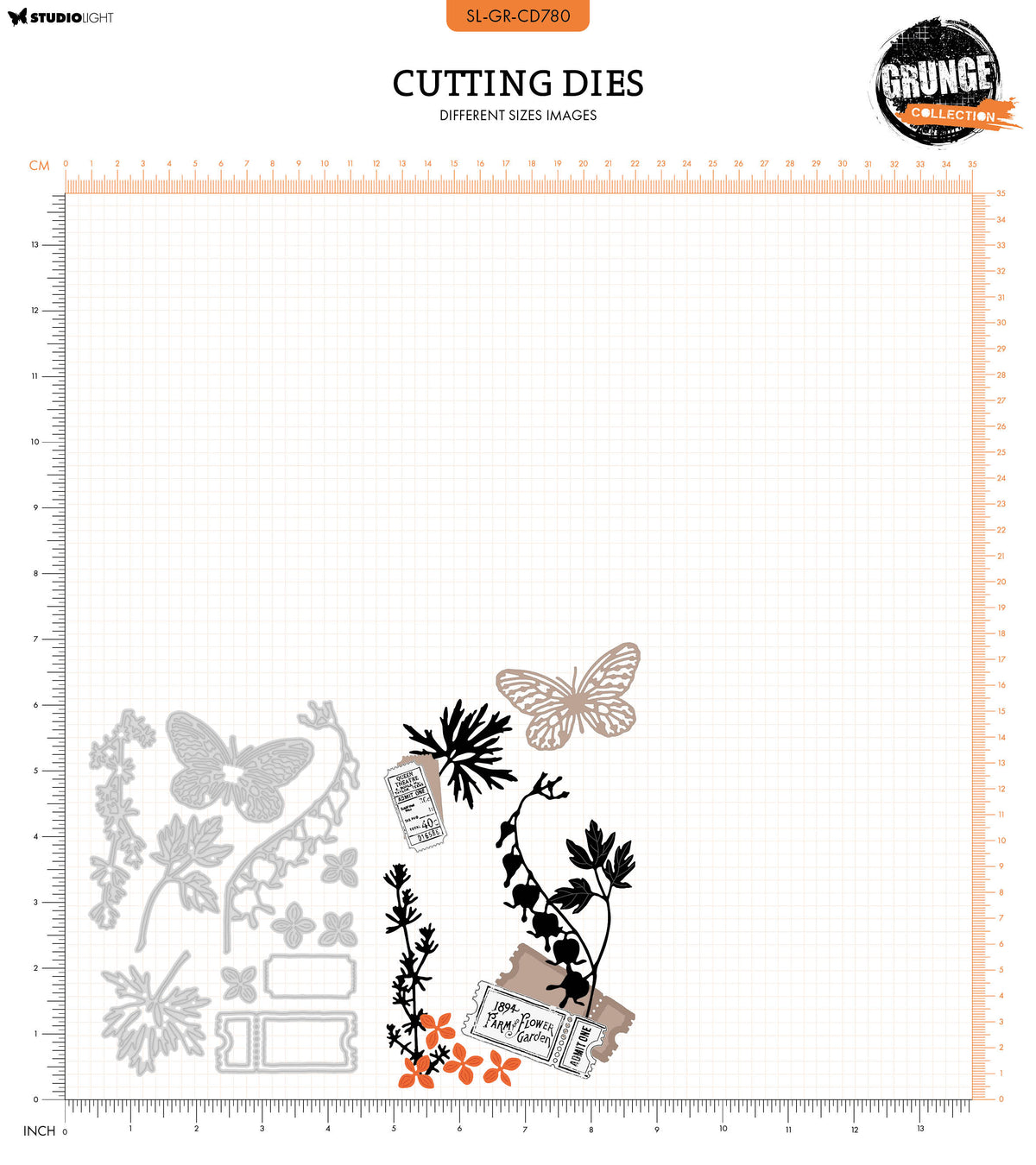 Matrices de coupe SL Collection Grunge Éléments Botaniques 13 pièces