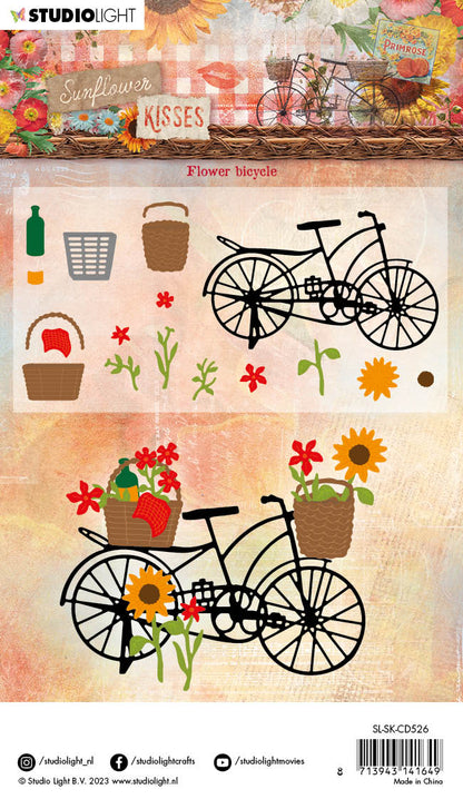 Matrices de découpe SL Tournesol Vélo Bisous de tournesol 101x133x1mm 18 pièces n°526