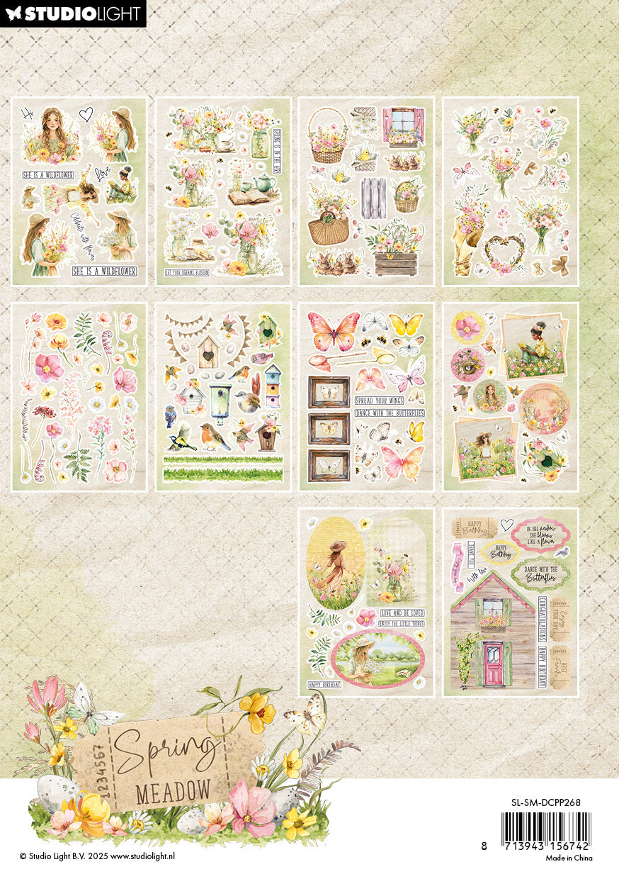 SL Bloc de papier découpé Éléments de papier Spring Meadow 20 feuilles