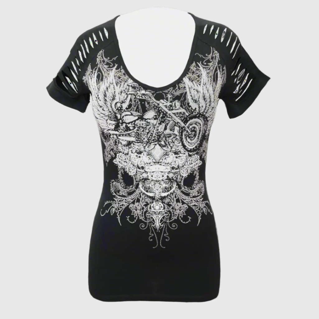 Débardeur Femme Tête de Mort & Ailes avec Strass