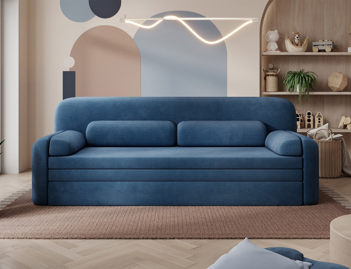 Elioss 3 Seater Storage Sleeper Sofa - Blue