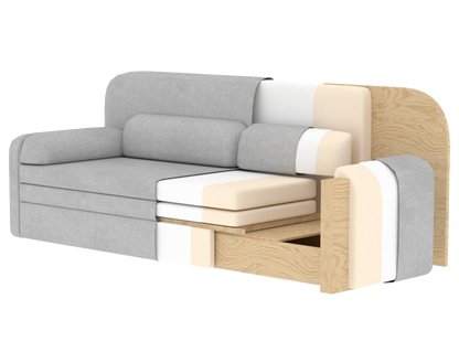 Elioss 3 Seater Storage Sleeper Sofa - Dark Grey