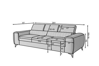Laurence 3 Seater Velvet Sleeper Sofa - Dark Brown