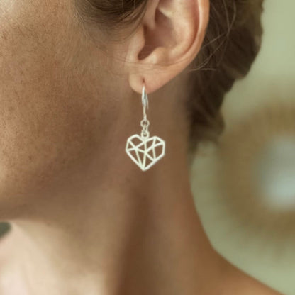 Heart Charm Earrings In Silver Plate
