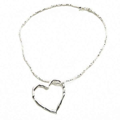 Open Heart Necklace In Silver Plate