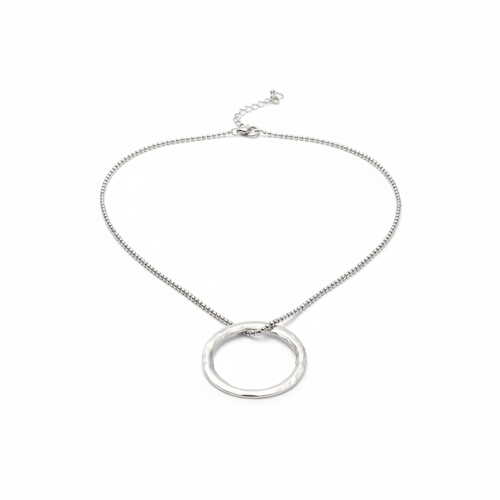 Open Ring Necklace In Silver Plate
