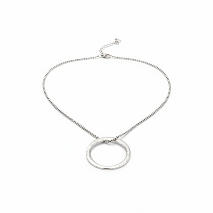 Open Ring Necklace In Silver Plate