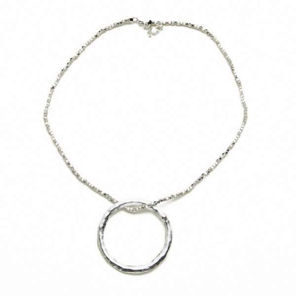 Open Ring Necklace In Silver Plate