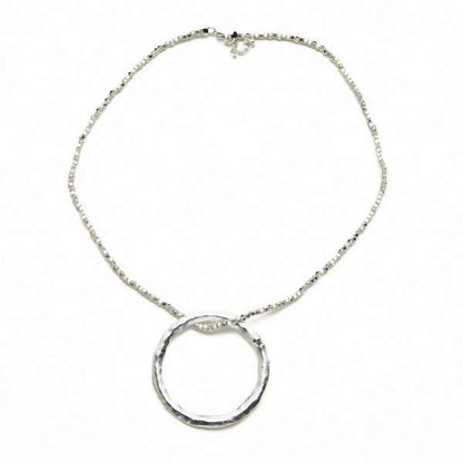 Open Ring Necklace In Silver Plate