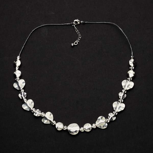 Silver Plate Beaten Heart Necklace