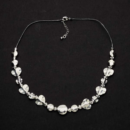 Silver Plate Beaten Heart Necklace