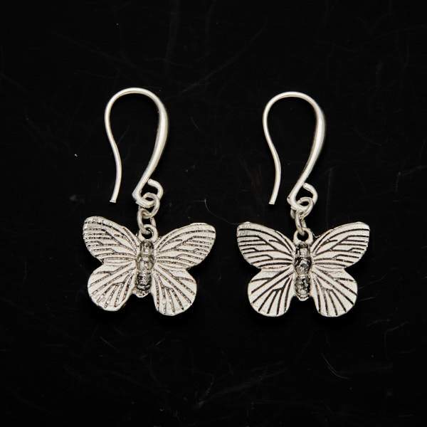 Butterfly Charm Earrings in Silver Plate