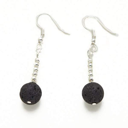 Lava Stone Earrings in Silver Plate