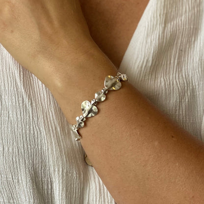 Beaten Heart Bracelet in Silver Plate