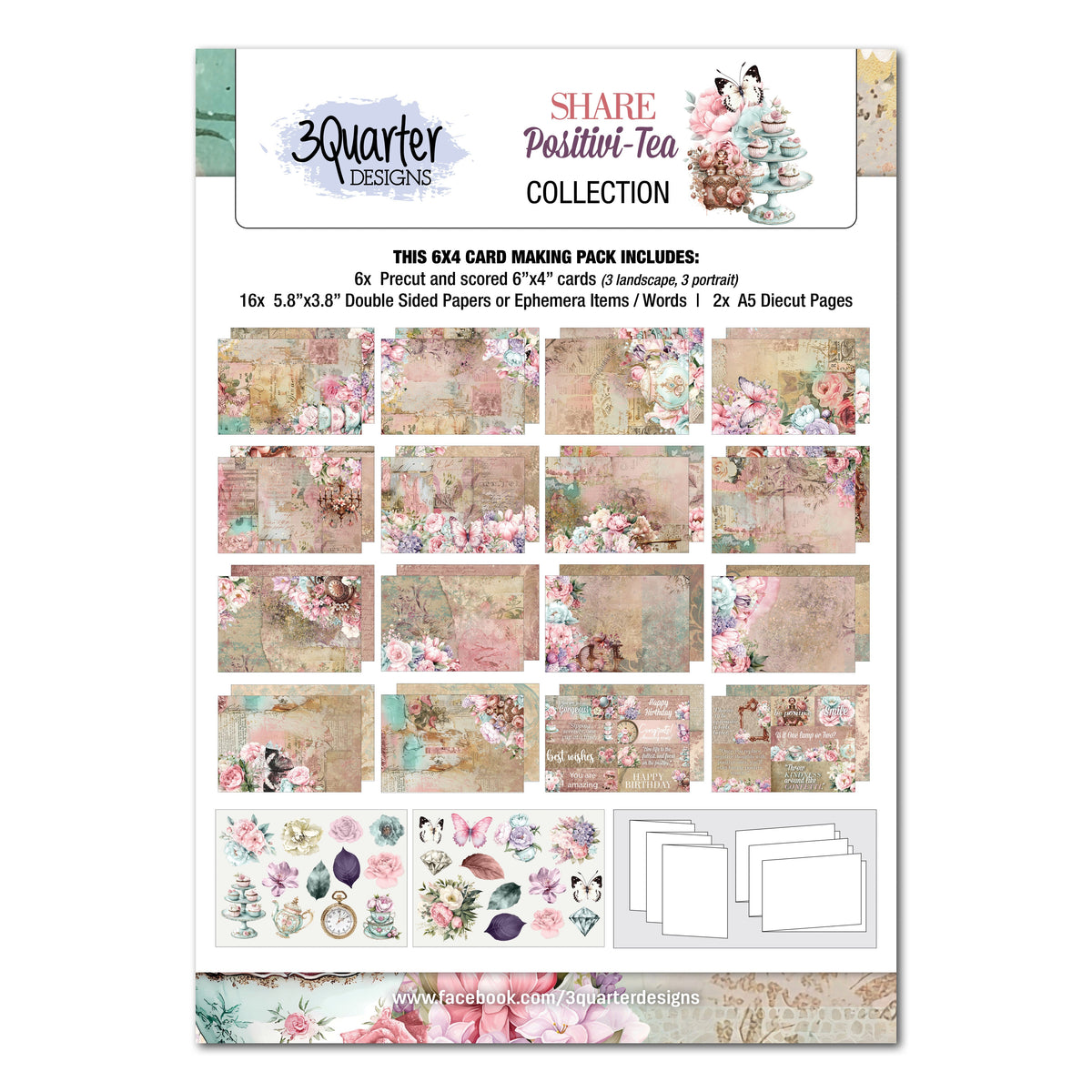 Lot de cartes 6x4 Positivi-Tea de 3Quarter Designs