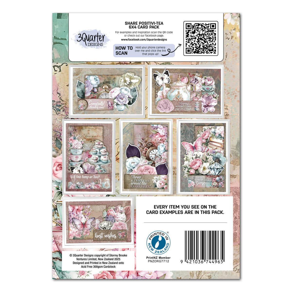 Lot de cartes 6x4 Positivi-Tea de 3Quarter Designs