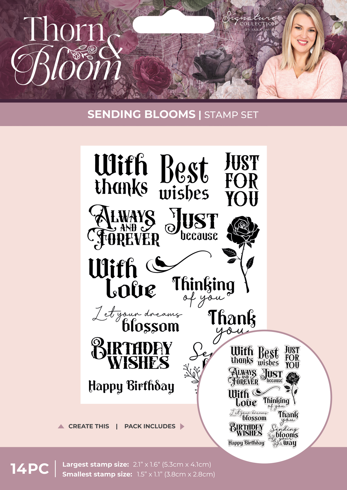 Sara Signature Tampons en acrylique transparents Thorn & Bloom - Sending Blooms