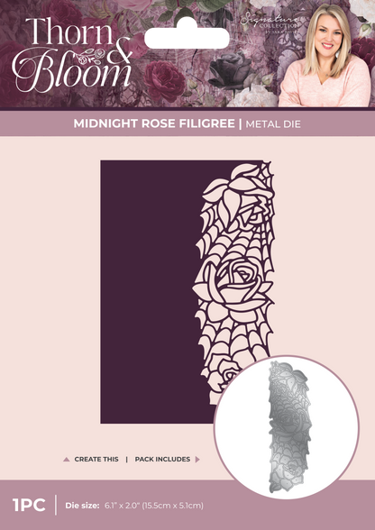 Sara Signature Thorn & Bloom Die de découpe en métal Edge'able - Filigrane rose nuit