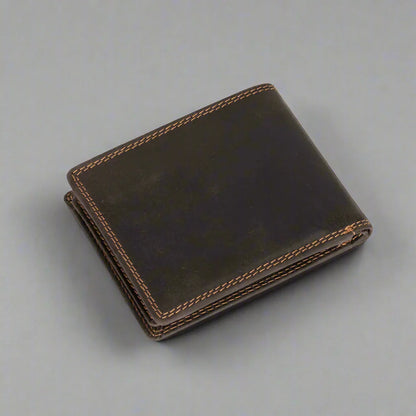 Greenwood Leather Men's Wallet. RFID-Blocking Oil Pull-Up Leather