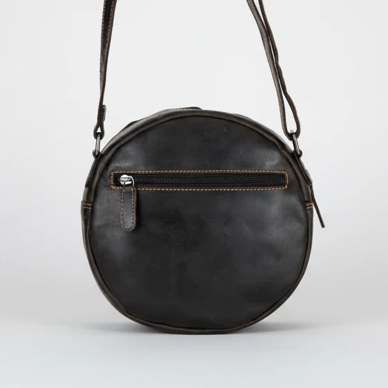 Greenwood Leather Round Crossbody Bag