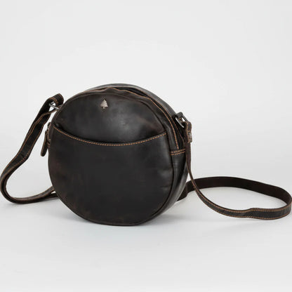 Greenwood Leather Round Crossbody Bag