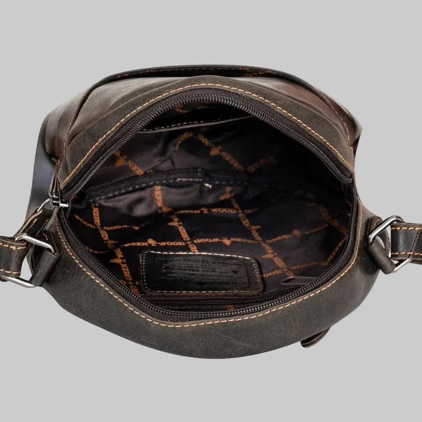 Greenwood Leather Round Crossbody Bag