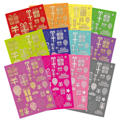 Éléments d'anniversaire estampés à chaud et découpés de la collection « Bold & Bright Stickables »