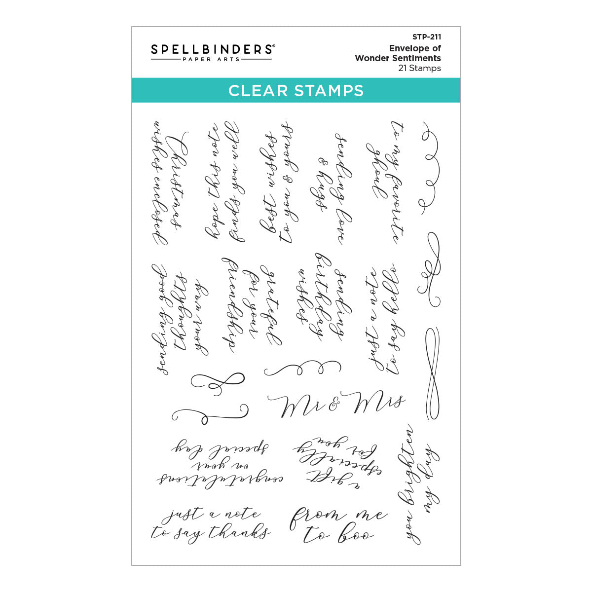 Set de tampons transparents "Envelope of Wonder Sentiments" de la collection "Envelope of Wonder"