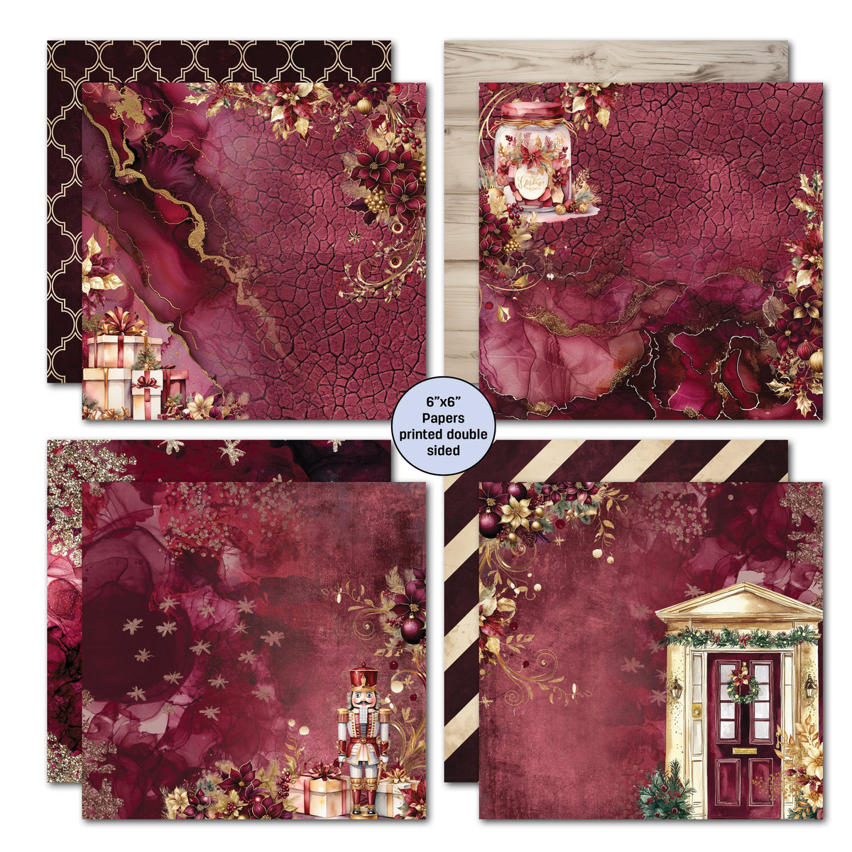 Pack de papier 6x6 motifs Sugarplum Wreath de 3Quarter Designs
