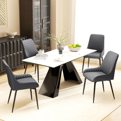 Blake Modern Dining Chairs Set of 2 with Diamond Tufting and Steel Legs-Grey
