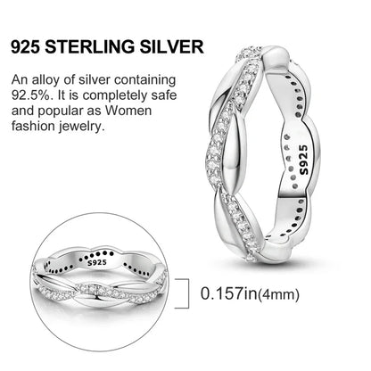 925 Sterling Silver Twisted CZ Band Ring
